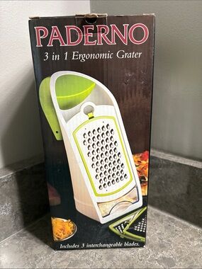 Paderno 3-in-1 Ergonomic Grater - White and Lime